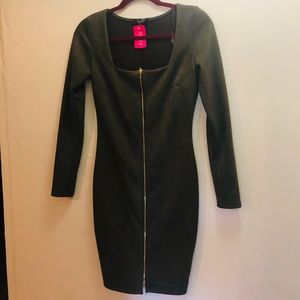 Olive green suede dress